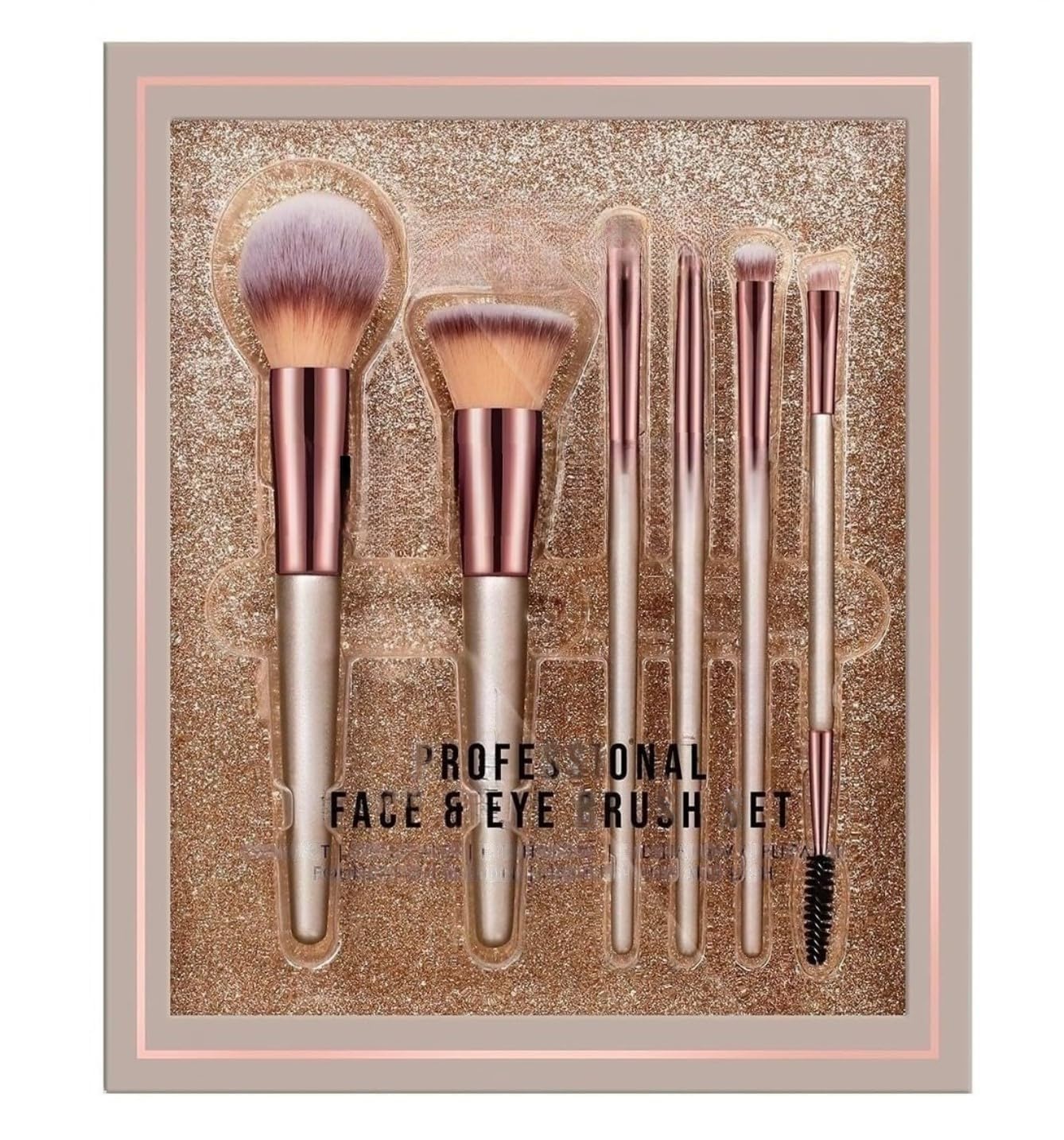 Makeup Brushes Professional 6 in 1, Foundation Powder Blush Blending, Face and Eyes Cosmetic Kit, Multicolor (6PCS)-image-13