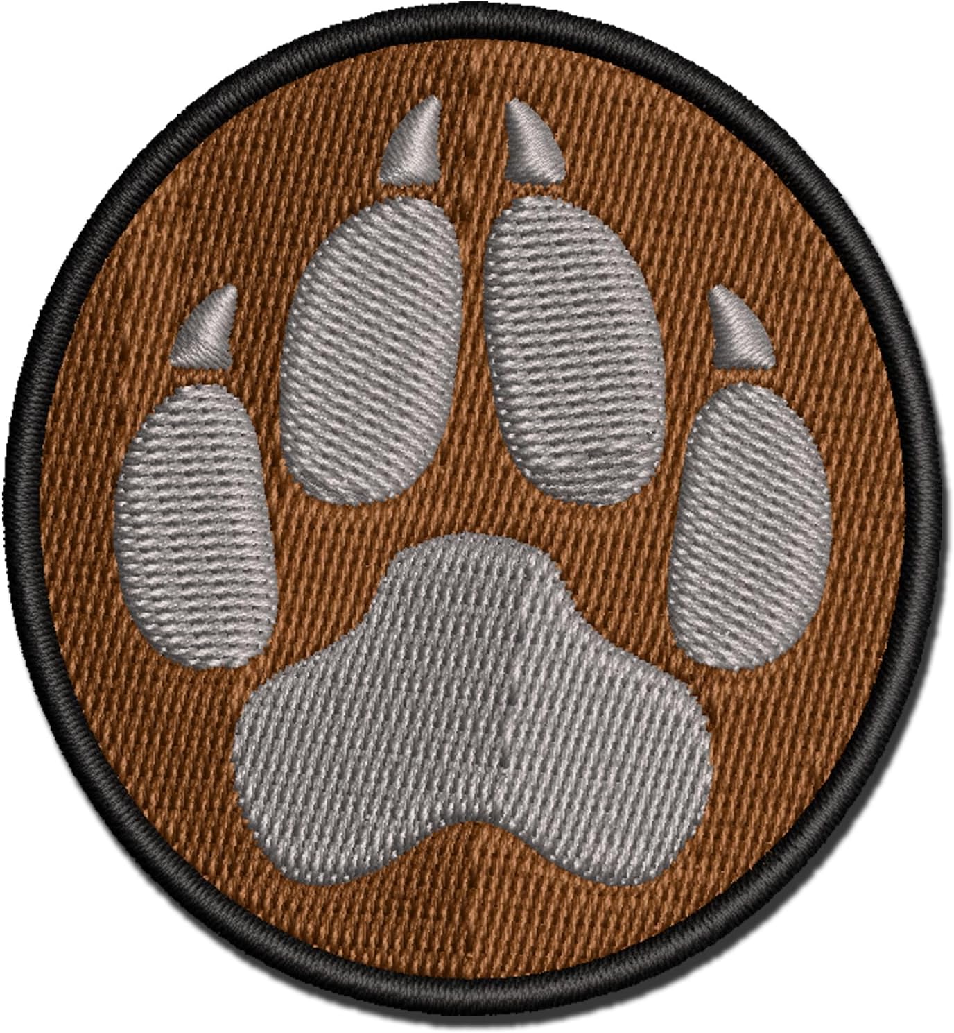 Wolf Coyote Paw Print Multi-Color Embroidered Iron-On Patch Applique - Large 3.5 Inch
