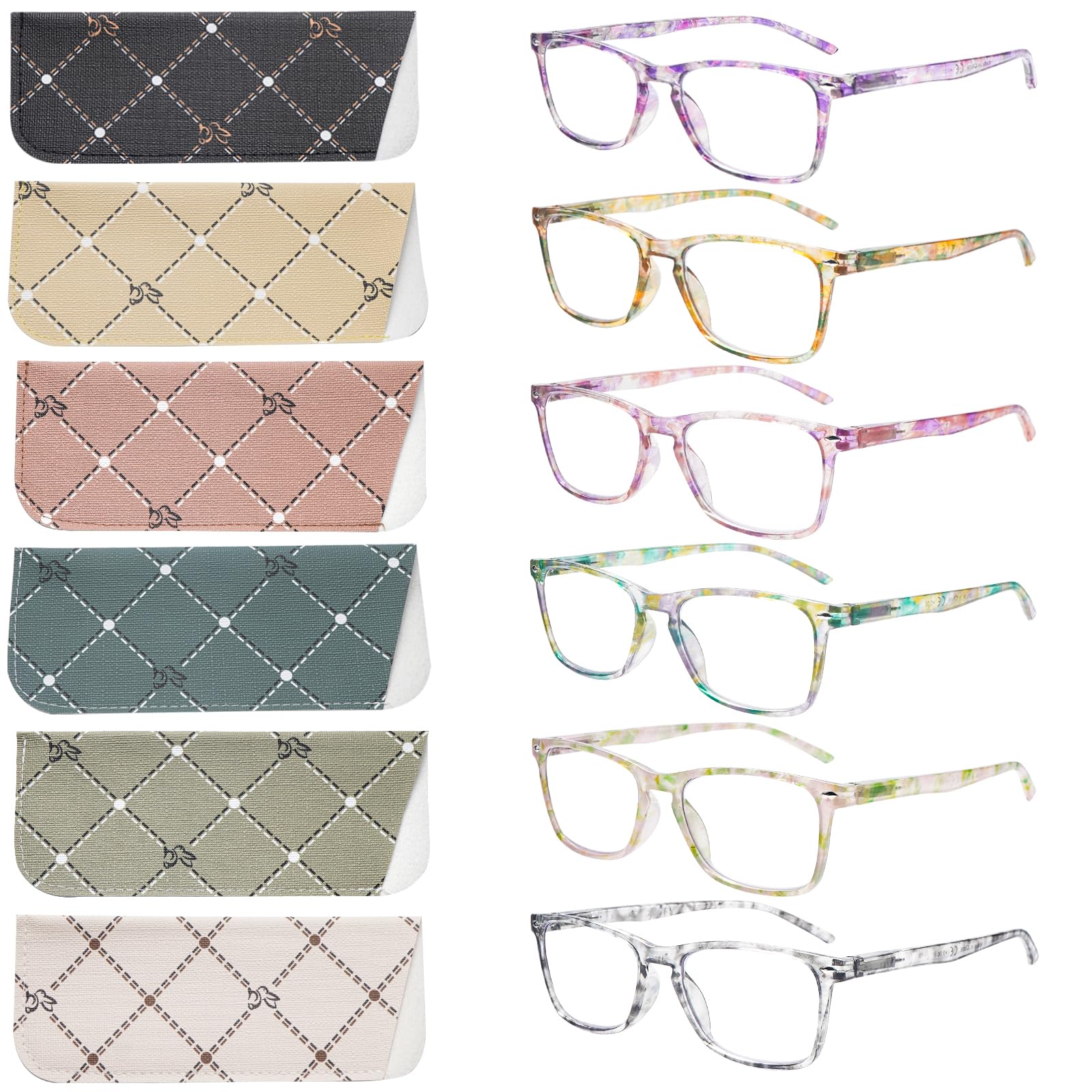 ZONLON 6 Pack Reading Glasses for Women Men, Spring Hinge Eyeglasses Blue Light Blocking Anti Eyestrain Computer Readers