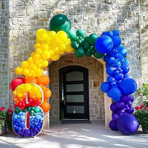 Miniatura 8 de 164 globos de arcoíris para arco de globos, globos de arcoíris de diferentes tamaños con 7 globos de colores surtidos para fiesta de cumpleaños,