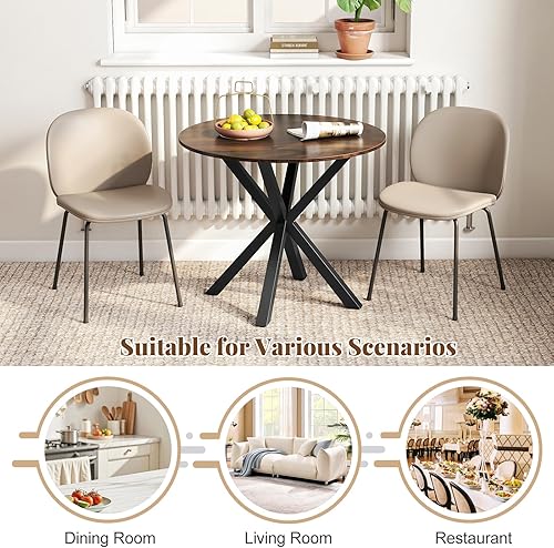 Miniatura 27 de Giantex Mesa de comedor redonda de madera de 36 pulgadas, mesa de cocina de granja con base de pedestal intersectable y patas de madera de goma