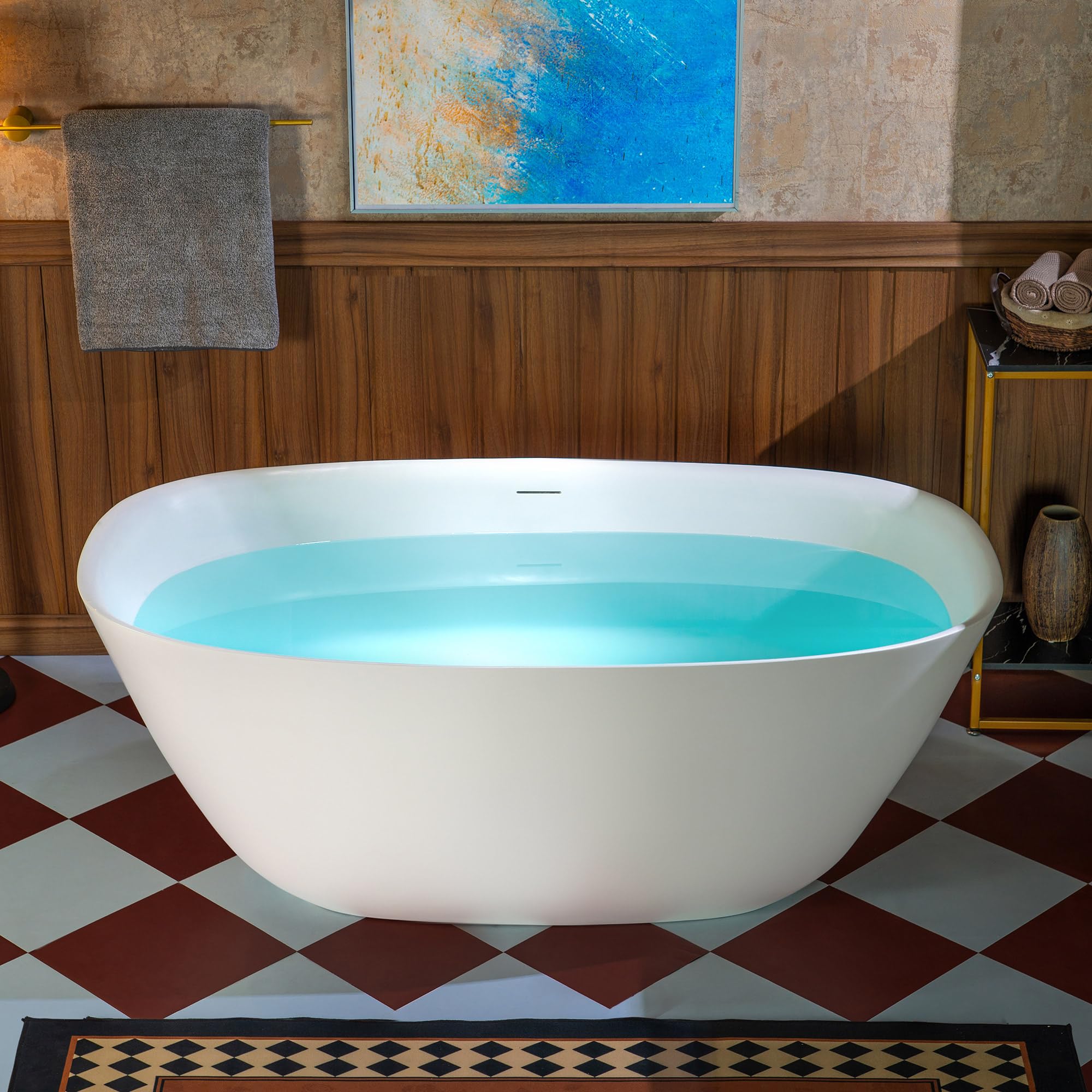 WOODBRIDGE Solid Surface Stone Resin Freestanding Tub