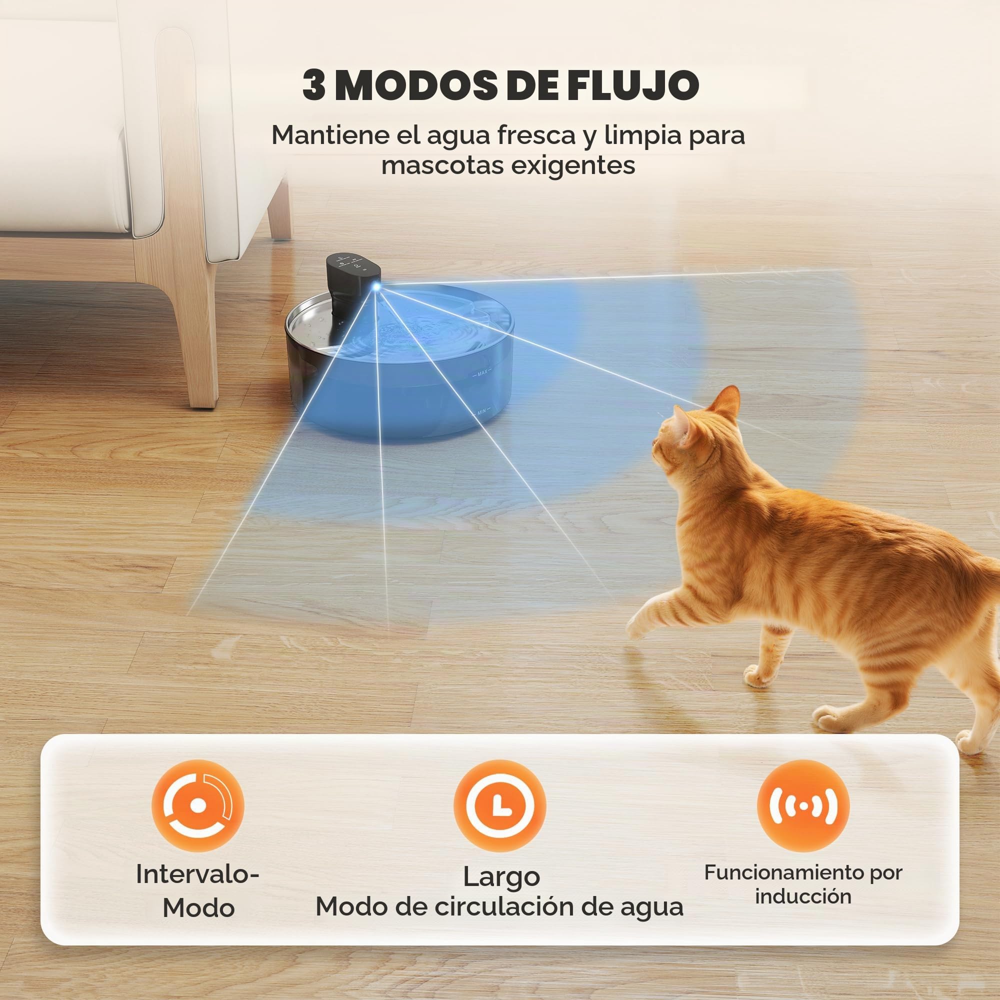 PawHut Fuente de agua para gatos de 7 l, acero inoxidable con bomba silenciosa, ventana de nivel de agua, filtro de carbón activo, sensor de movimiento, sistema de filtro, funciona con pilas, fuente