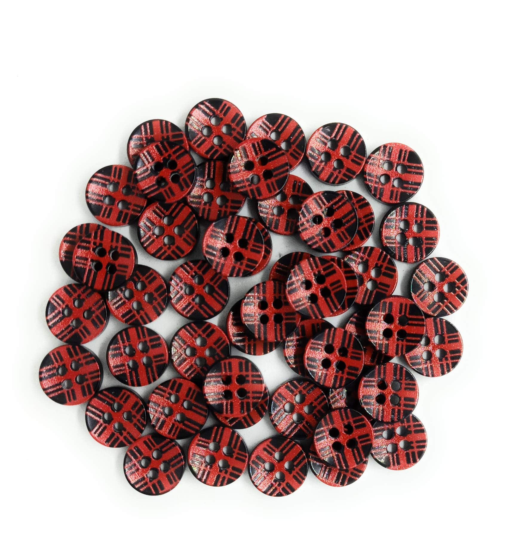 SRB CREATIONS Round Buttons for Shirts, Kurtis, Cardigans Set of 50 Buttons, Red Colour. (Red-1 cms)