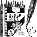 Utillo Craft Black and White Paint Pens (8-Pack) Extra Fine 0.7mm | Paint Markers for Metal, Fabric, Wood, Glass, Paper, Plastic, Rock, Leather | Bold Color Permanent Black and White Acrylic Markers