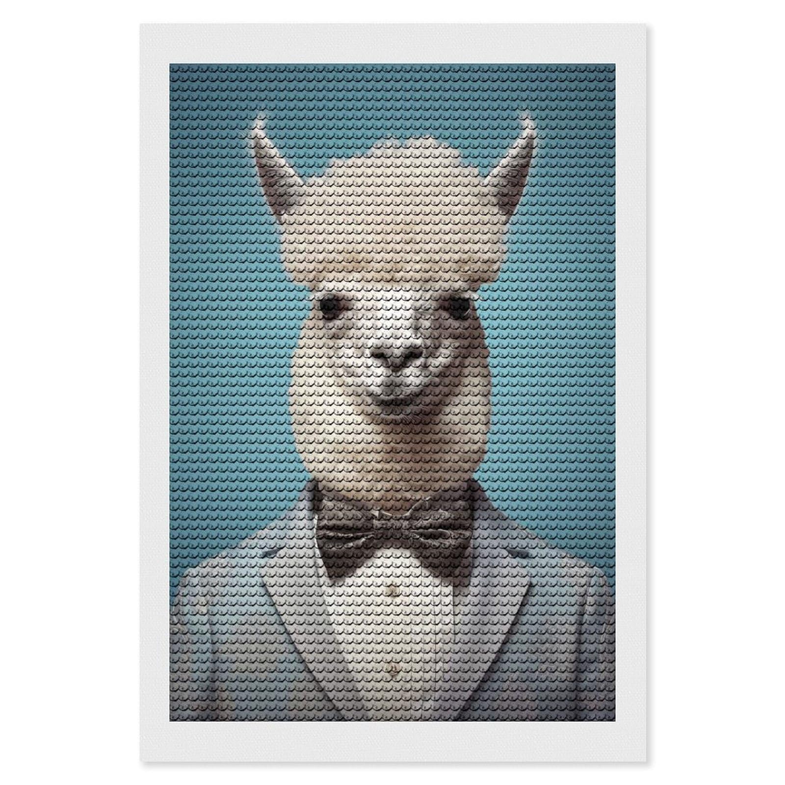 Junmoney Alpaca in A Suit Diamond Painting Canvas Set 8"x12", for Women, Pleasing Wall Art Project, Aesthetic Room Decor, Gift Idea