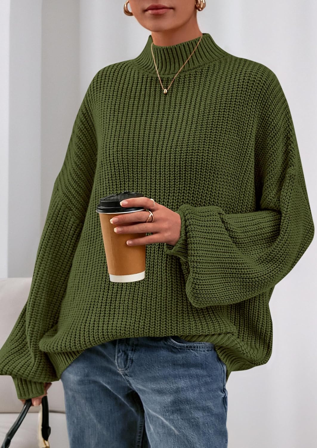 PRETTYGARDEN Fall Oversized Sweaters for Women Chunky Knit Long Sleeve Turtle Neck Pullover Jumper Tops Cozy Winter Clothing - Image 3