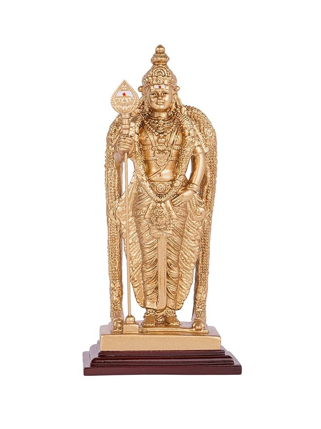 SHIRPHAKALA – Divine Handicrafts, Pathumalai Murugan Statue, Murugan Resin Idol, Gold Finish - 6 inch Height