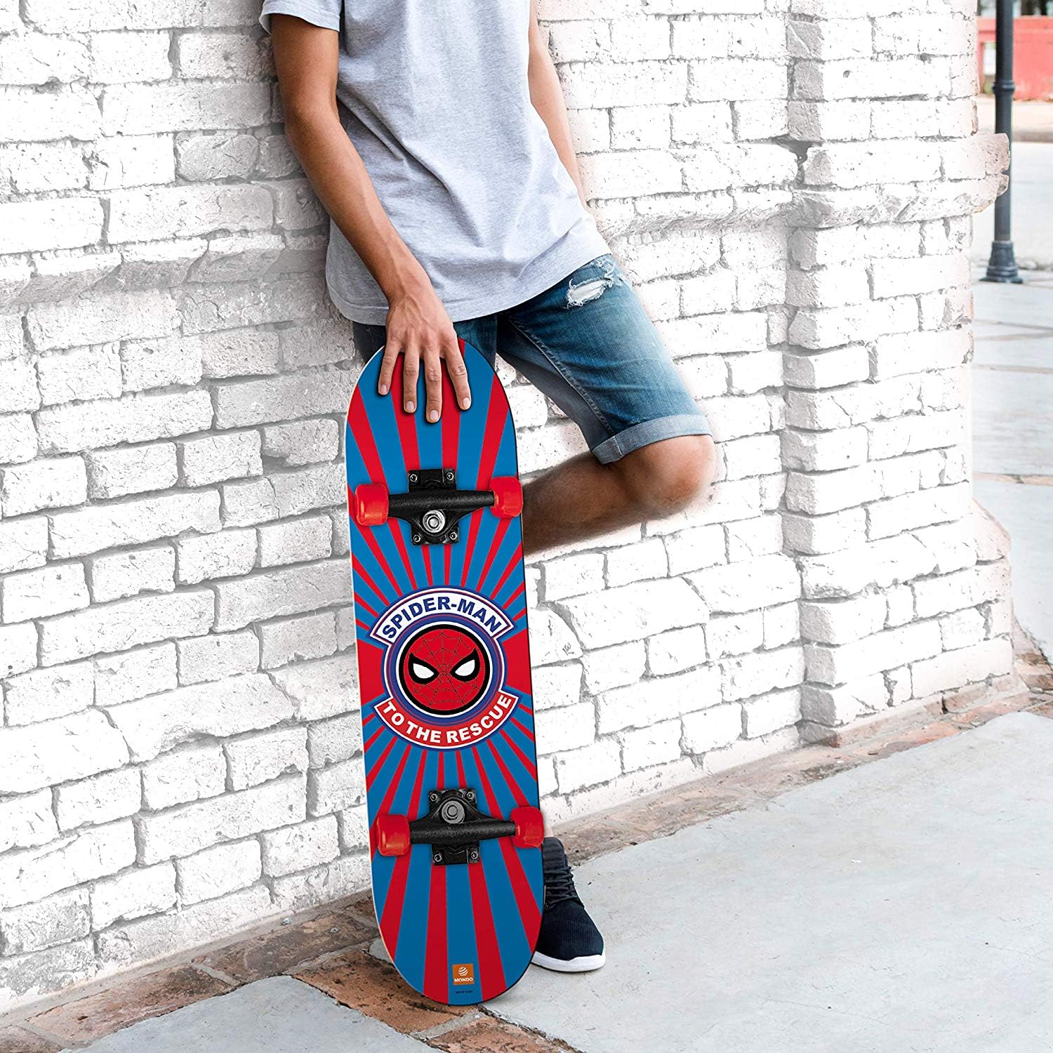 Skateboard Spiderman Pour Enfants - Planche 9 Couches, Roues PVC - Dès 5 Ans, Jusqu'à 50 Kg - Design Marvel Coloré