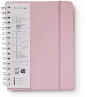 Planner Wire-o Pastel, Rosa, Mensal e Semanal, 96 Folhas, Papel Pólen 80g/m², Tamanho A5 (Grande)