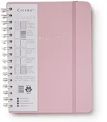 Planner Wire-o Pastel, Rosa, Mensal e Semanal, 96 Folhas, Papel Pólen 80g/m², Tamanho A5 (Grande)