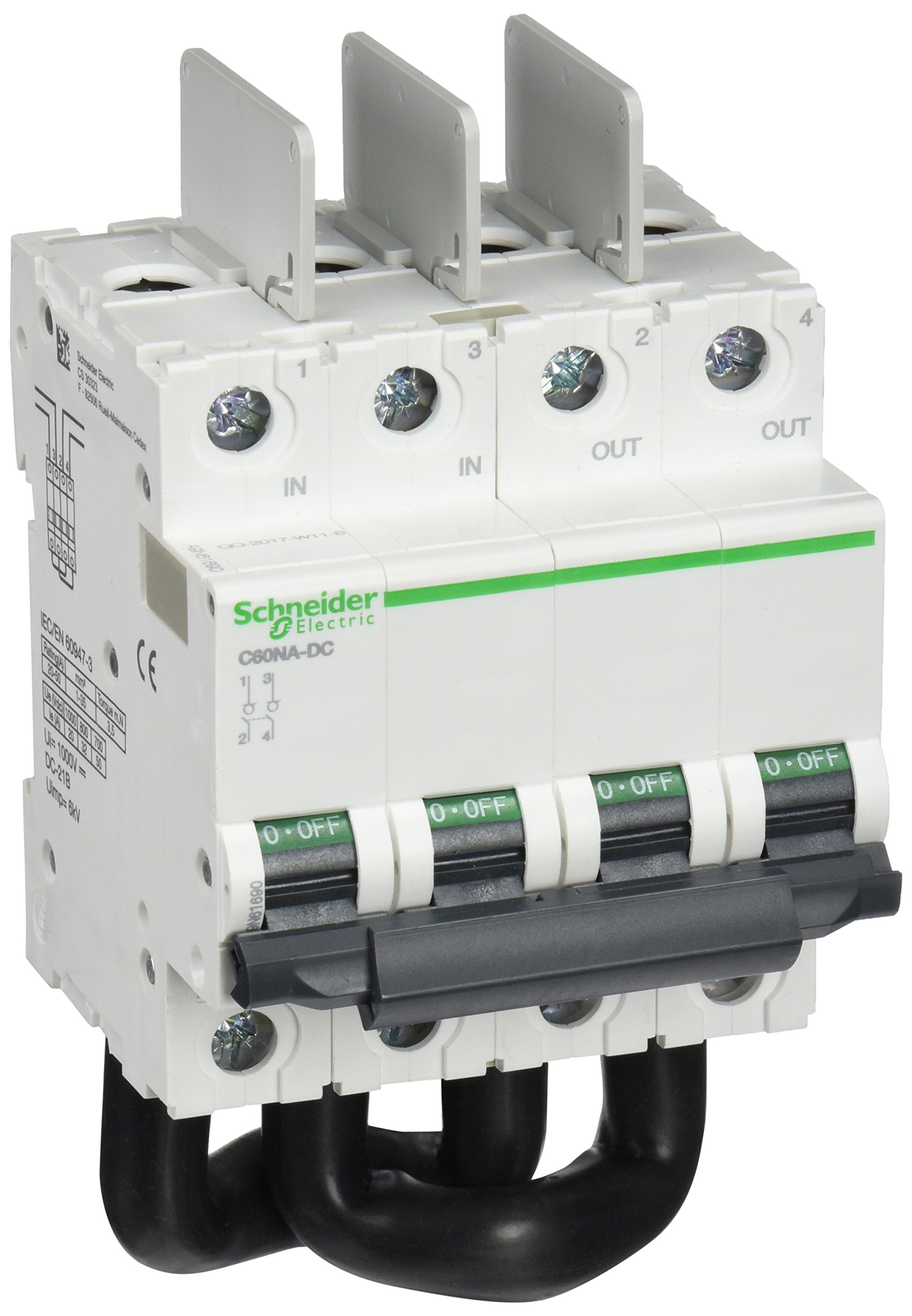 Schneider Electric A9N61690 C60NA-DC DC Special Load Switch, 2P, 20A, 1000V, White