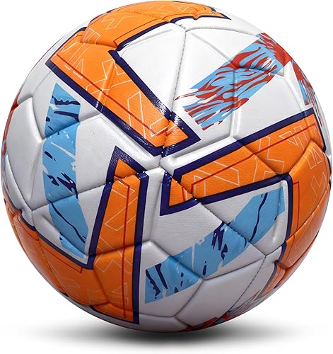 Miniatura 6 de Balón de fútbol tamaño 5, piel sintética impermeable de larga duración, pelota oficial de partido con bomba y agujas Rosa,Multi