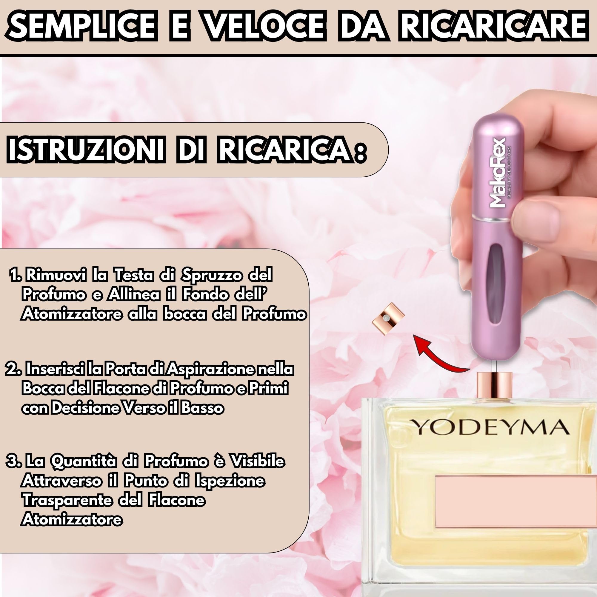 Yo.dey.ma Adriana Profumo Donna Offerta Eau de Parfum 100 ml con Note di Ribes Nero e Rose - Idee Regalo Donna incluso MakoRex Spruzzino Nebulizzatore Portaprofumo da Viaggio Ricaricabile da 5 ml Rosa