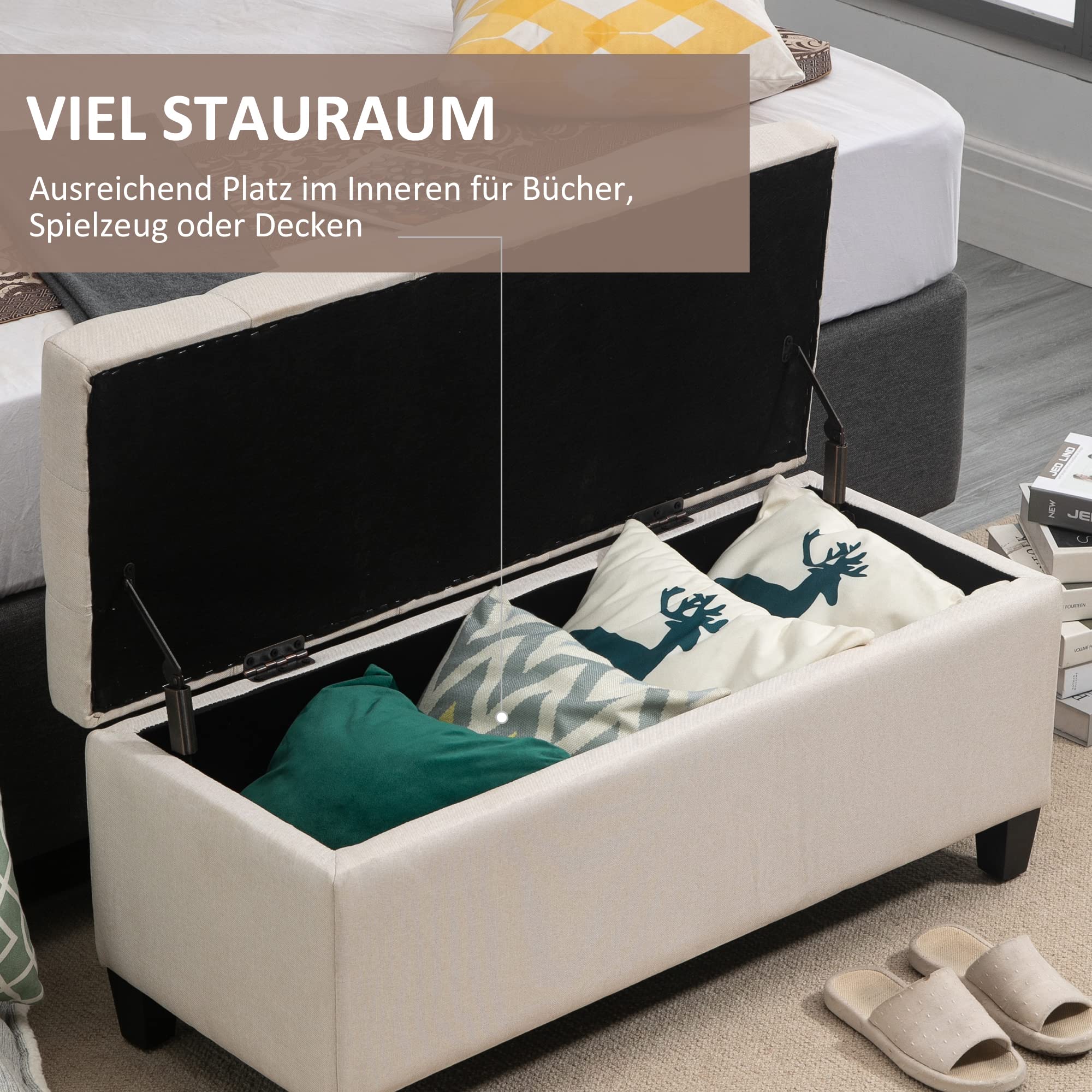 Gestoffeerde Bank met Opbergruimte,Fluwelen Look,95 x 38 x 45 cm