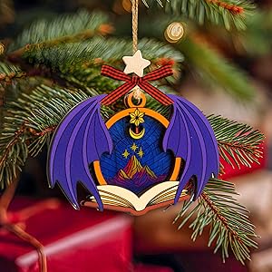 Woodamore Gifts for Women - Ornament Fantasy Reader Gifts for Book Lovers, Fourth Wing Bookish Christmas Ornaments for Bookshelf Library Decor, Ornaments for Christmas Tree