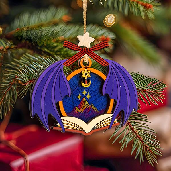 Woodamore Gifts for Women - Ornament Fantasy Reader Gifts for Book Lovers, Fourth Wing Bookish Christmas Ornaments for Bookshelf Library Decor, Ornaments for Christmas Tree