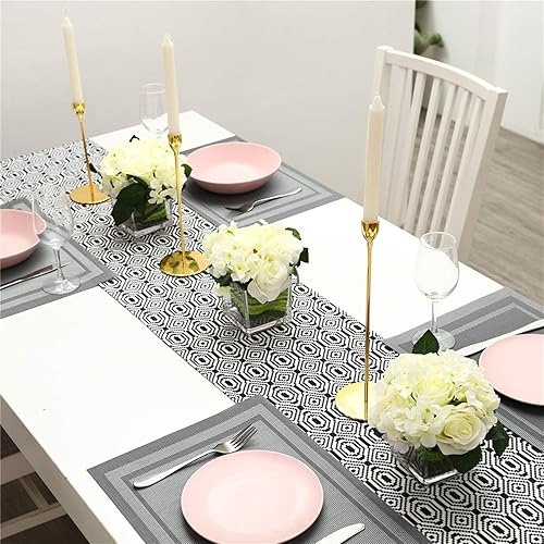 Miniatura 2 de Fule Arreglo de centro de mesa de rosas de seda artificial en jarrón para decoración de boda del hogar (blanco primaveral)