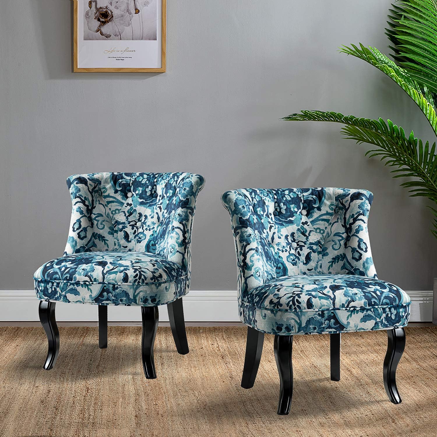 Slickblue Single Velvet Accent Chair – Blue/Green/Pink Upholstered Chair  with Curved Backrest and Rubber Wood Legs – Ideal for Living Room or Bedroom  in the Chairs department at Lowes.com, image size:1500x1500