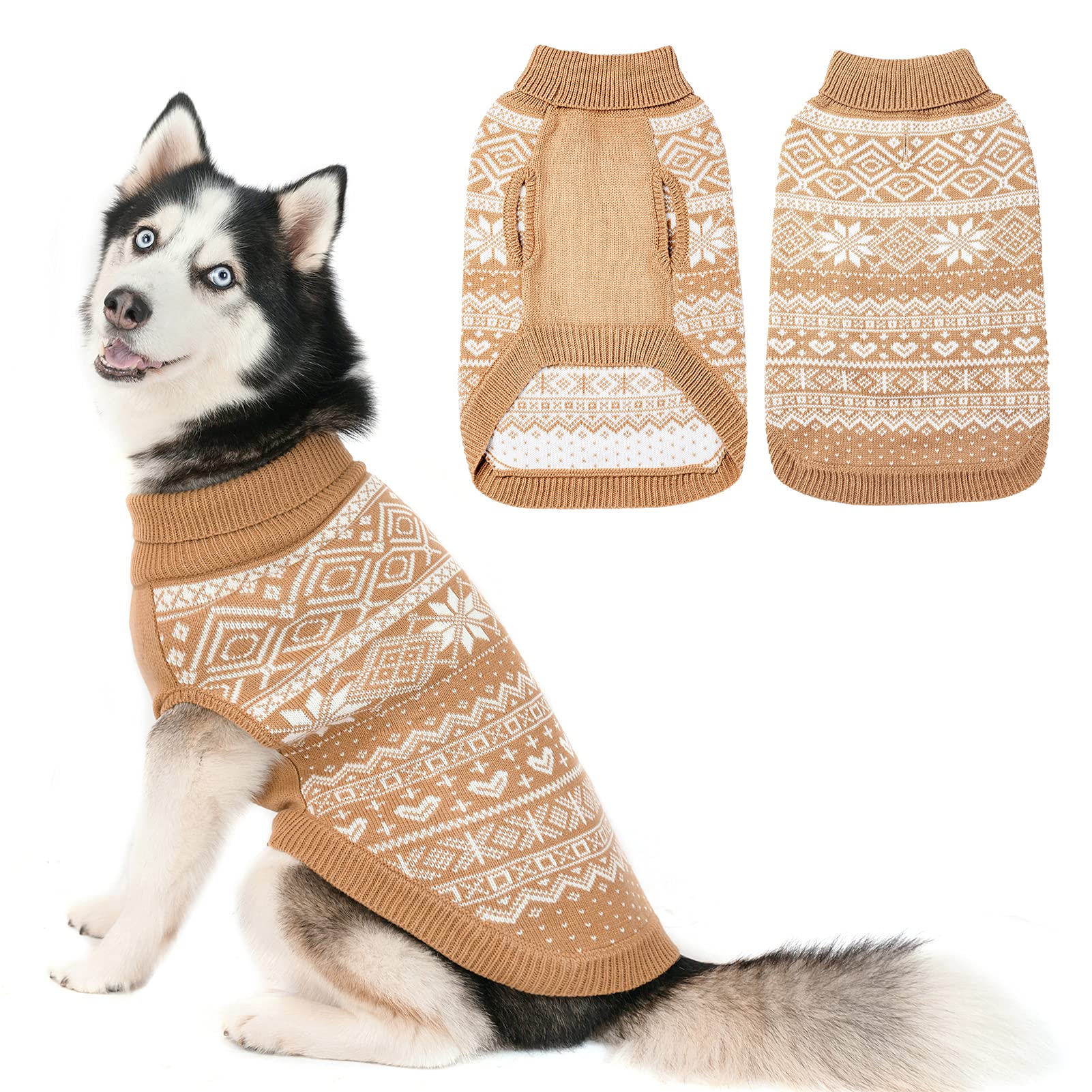HOMIMP Dog Sweater Argyle Beige ML โ image 1