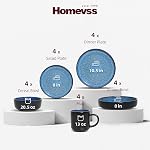 HomeVSS, Stoneware 20-Piece Ensemble de vaisselle - Plaques de forme nordique & Ensembles de bols avec 10.5" Plaques profondes, 8" Des bols de pâtes, 13oz Mugs, bleu de bulle de verre réactif