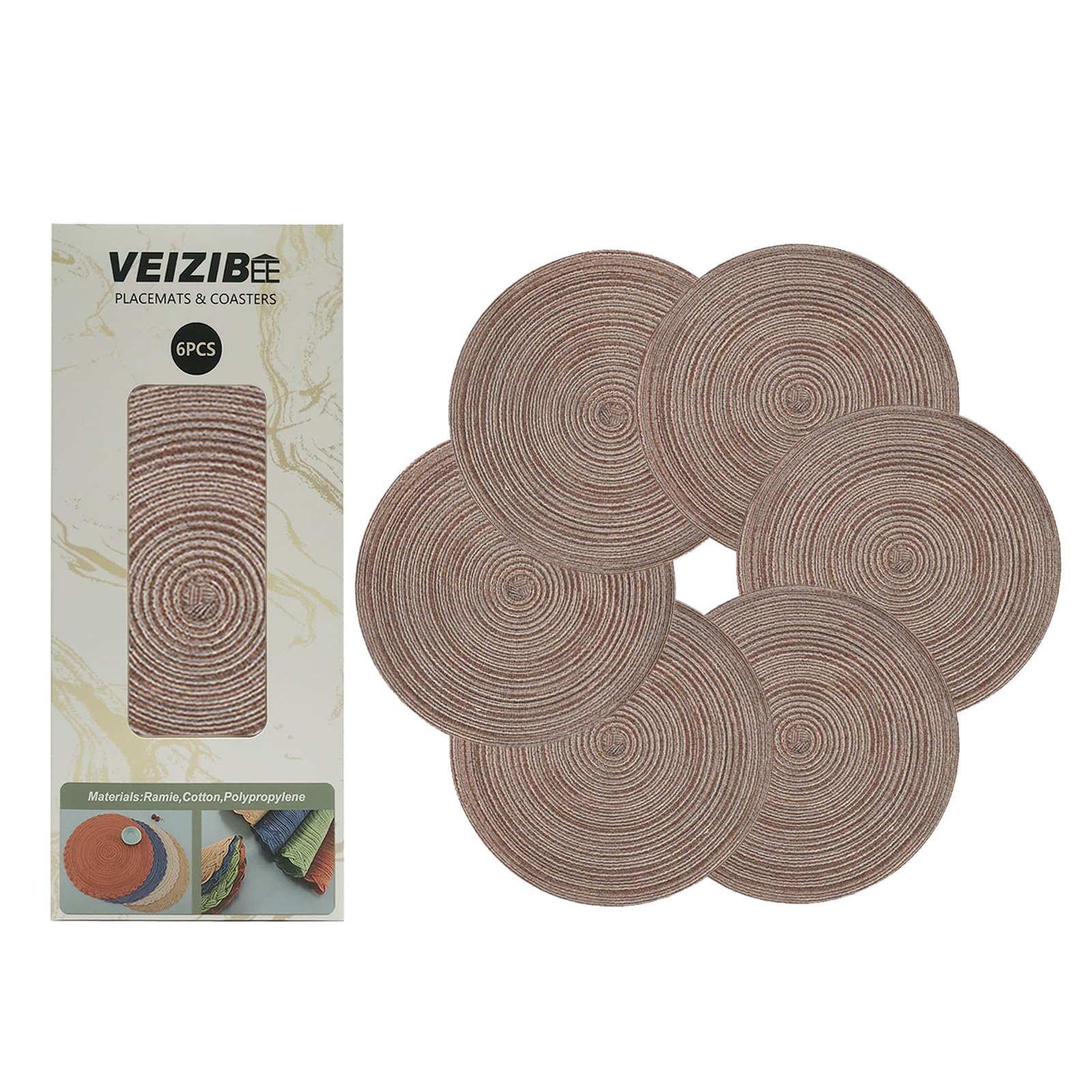 Lot De 6 Dessous De Verre Tressés Ronds 18cm Lavables - Tapis De Table Naturel Pour Enfants Et Repas Quotidien (Blanc)