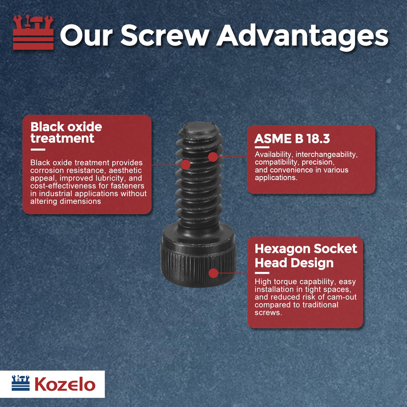 Kozelo 100pcs Socket Head Cap Screws - Image 3