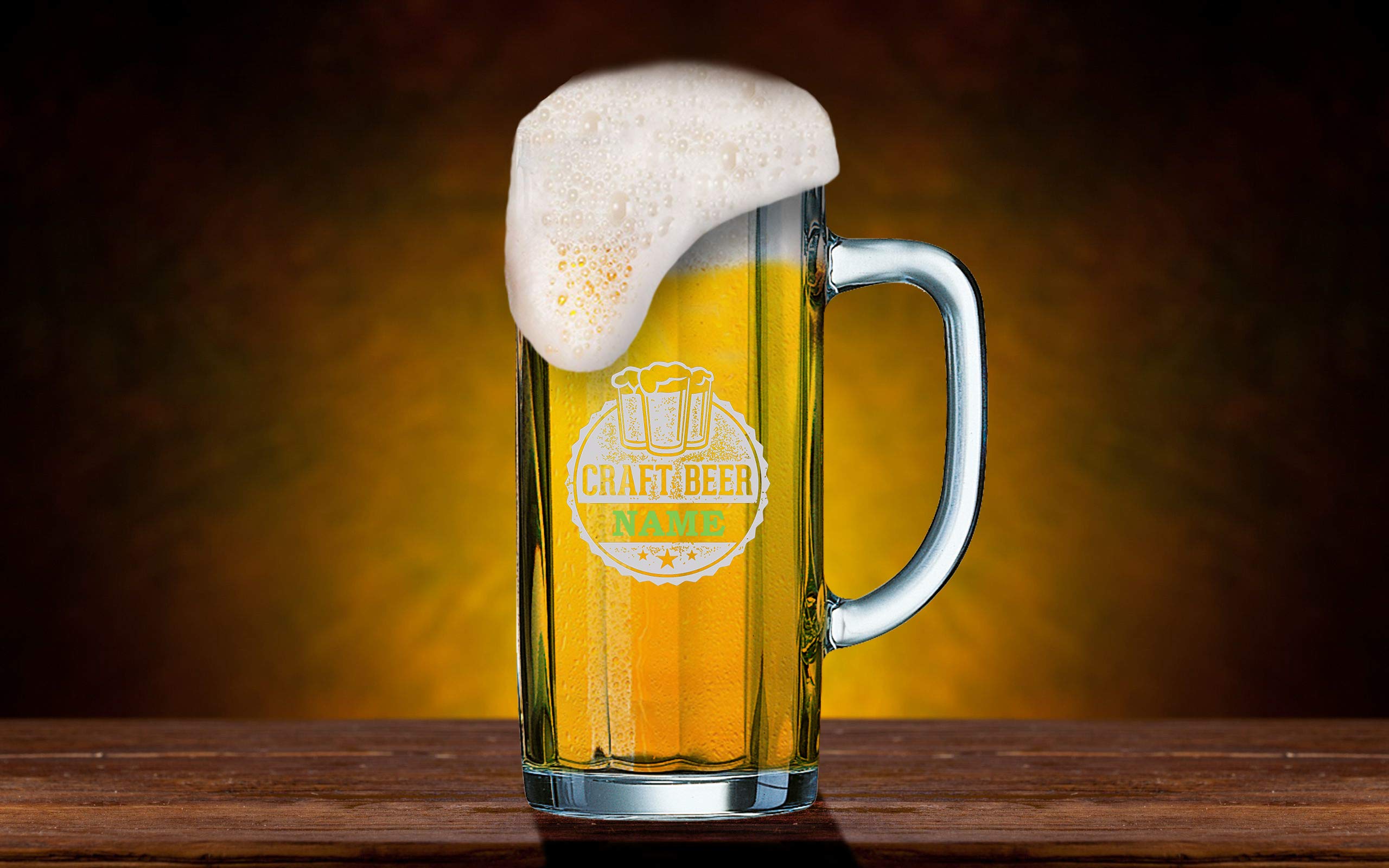 Boccale Da Birra Personalizzata Con Incisione Di Un Nome, Numero Di Anni E Data Di Nascita, Idea Regalo Per Compleanno, Motivo Corona Spighetta, 0,5 L - Foto 6