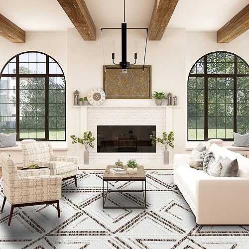 Natolia Decor Alfombra de área de doble cara para dormitorio cocina pasillo comedor sala de estar alfombra geométrica y oriental no destiñe lavable