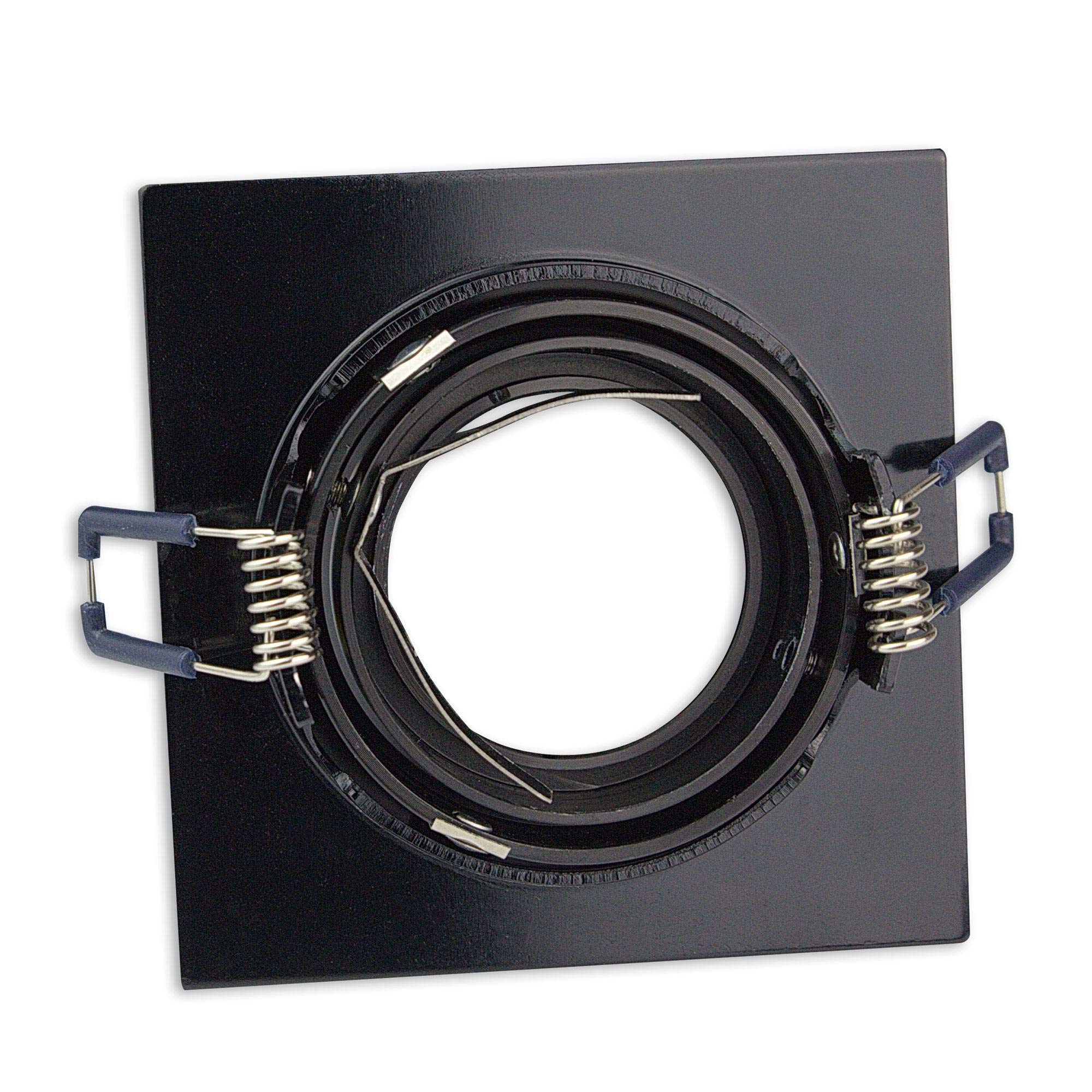 6x LED Einbaustrahler Set Schwarz eckig 5 Watt warmweiß 12V MR16 - Einbauleuchte schwenkbar aus Aluminium - 75-85mm Bohrloch 92x92mm Einbau-Spot Decken-Strahler