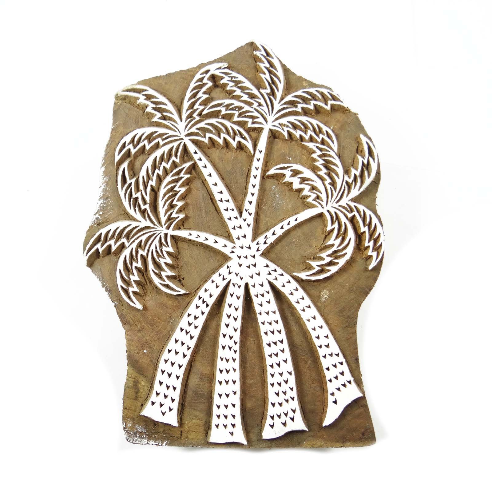 Timbre en bois pour impression textile motif arbre et bloc de sculpture sur tissu sari