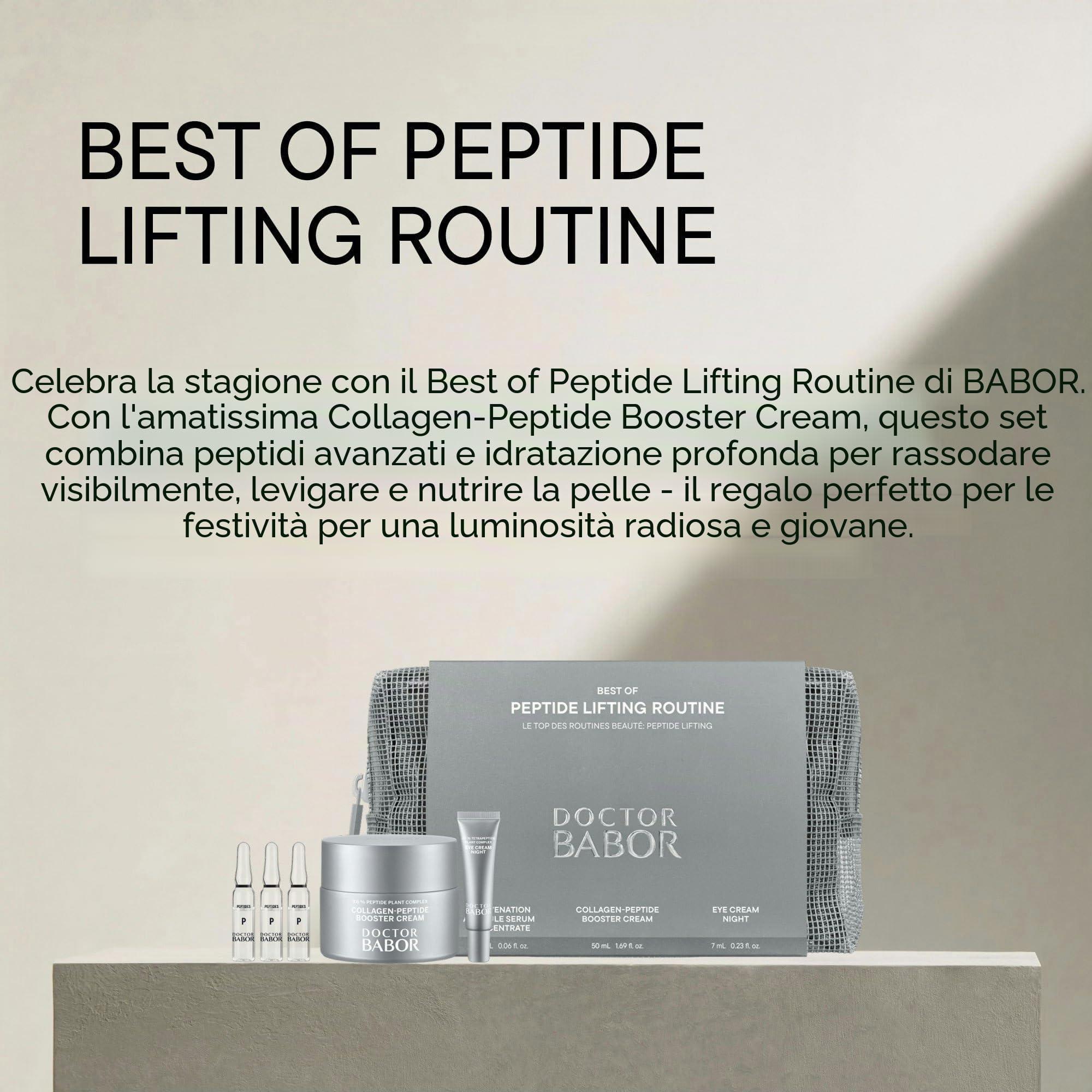 BABOR Peptide Lifting Routine, Topseller Set per la cura della pelle matura, anti-invecchiamento, con fiala, crema per gli occhi e crema per il viso, 3 pezzi