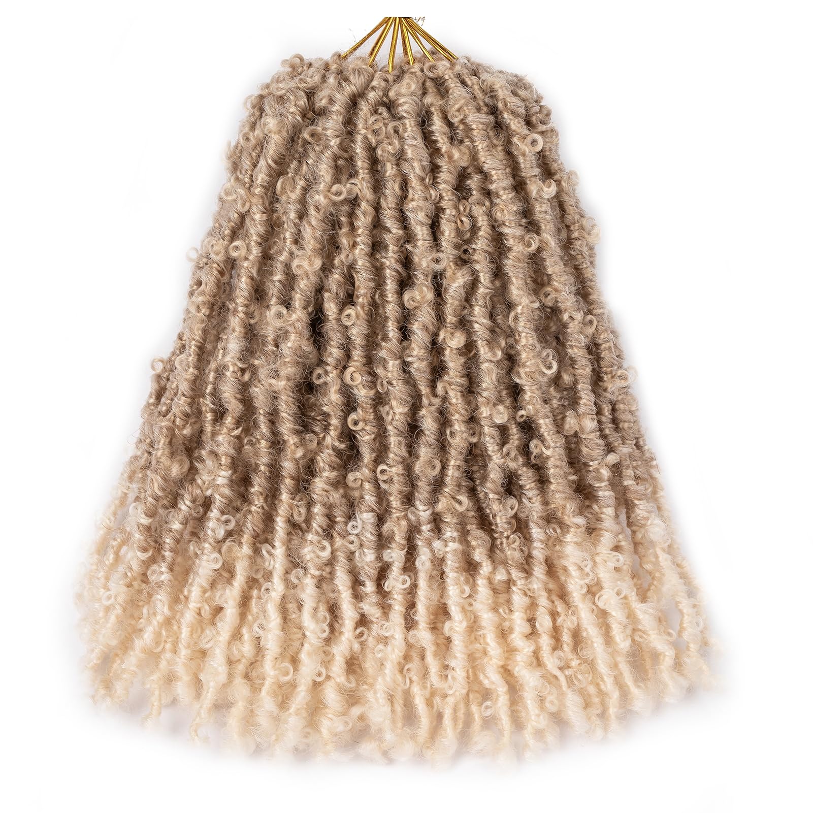 GUOHUI Super Light Butterfly Locs Crochet Hair 12 Inch 6 Packs Pre-Looped Soft Distressed Faux Locs Braids for Women Kids (12 Inch,T27/613#)