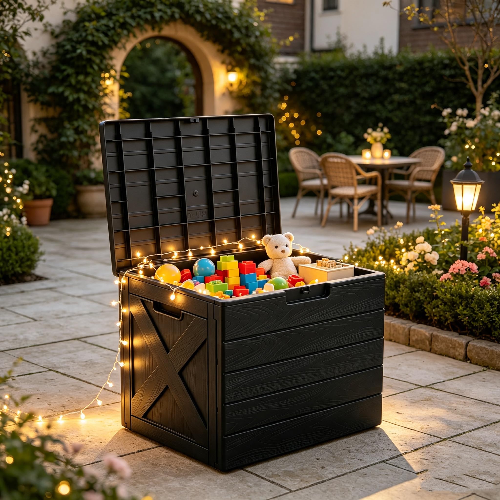 Boîte de rangement de jardin étanche - 110 l - Anthracite - 56 x 43 x 53 cm