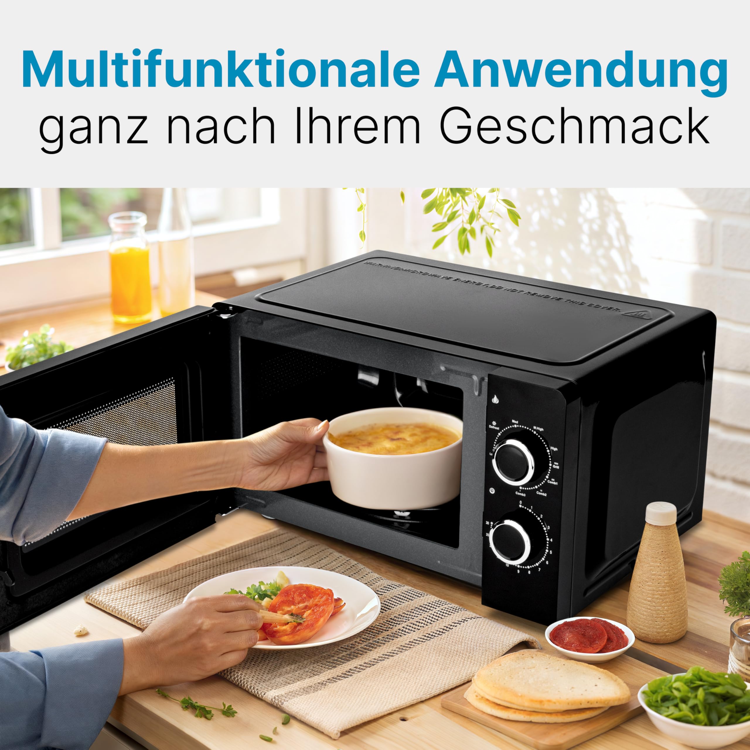 ProfiCook® Mikrowelle mit Grill | 900 Watt | 6 Stufen | 17 Liter Garraum | 360° Drehteller | Timer mit Endsignal | inkl. Grillrost | Microwelle | Microwellengerät | PC-MWG 1208 schwarz