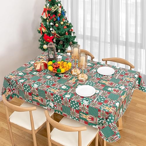 Vista 91 de Mantel rectangular de vinilo de 52 x 70 pulgadas con reverso de franela, mantel para el día de San Valentín, mantel de hule 100% impermeable Azul