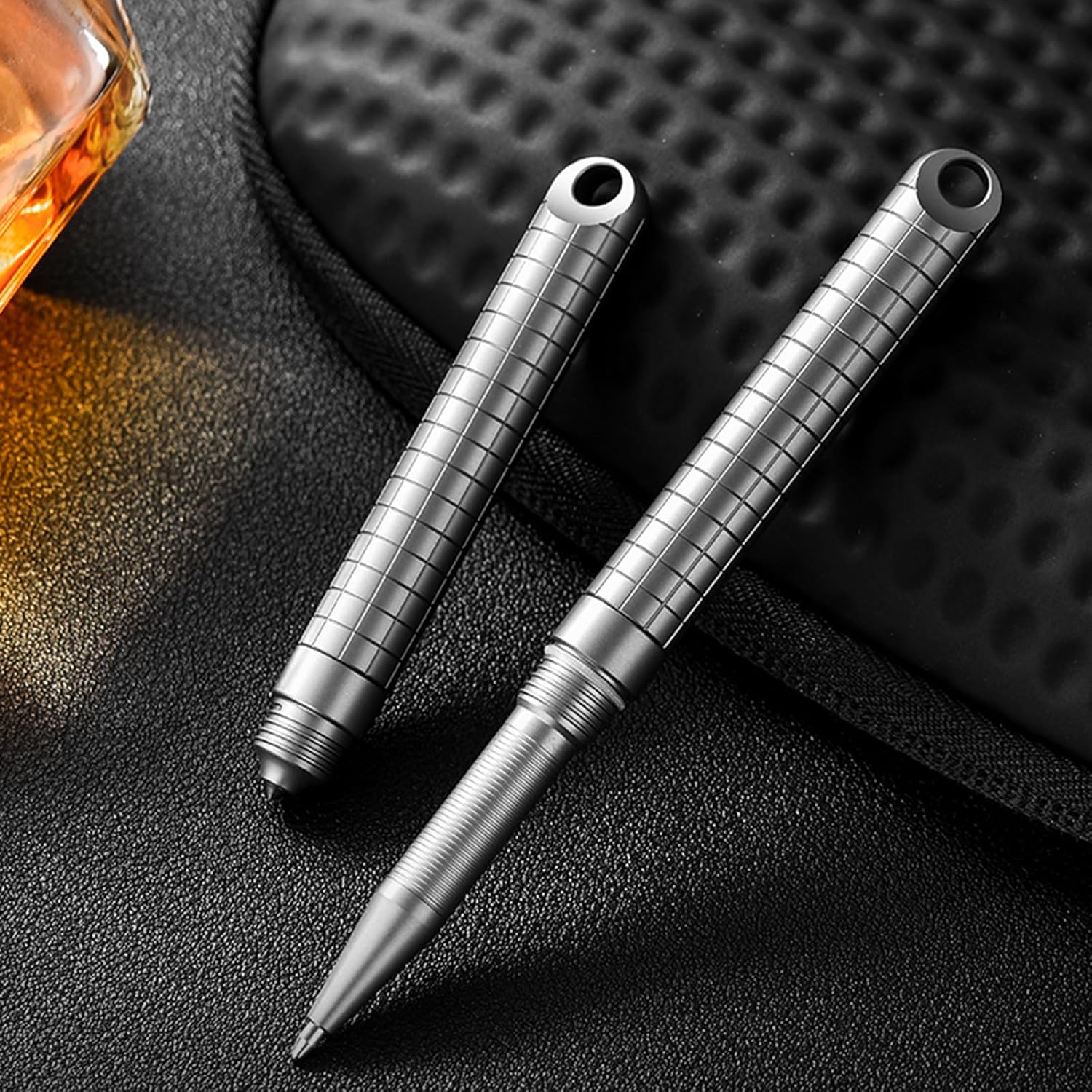 Hamans Mini Ballpoint Pen Titanium Pocket Pen 2.87" Spiral Rotating Pen Cover Lightweight Compact Size for Everyday Carry (Grey)