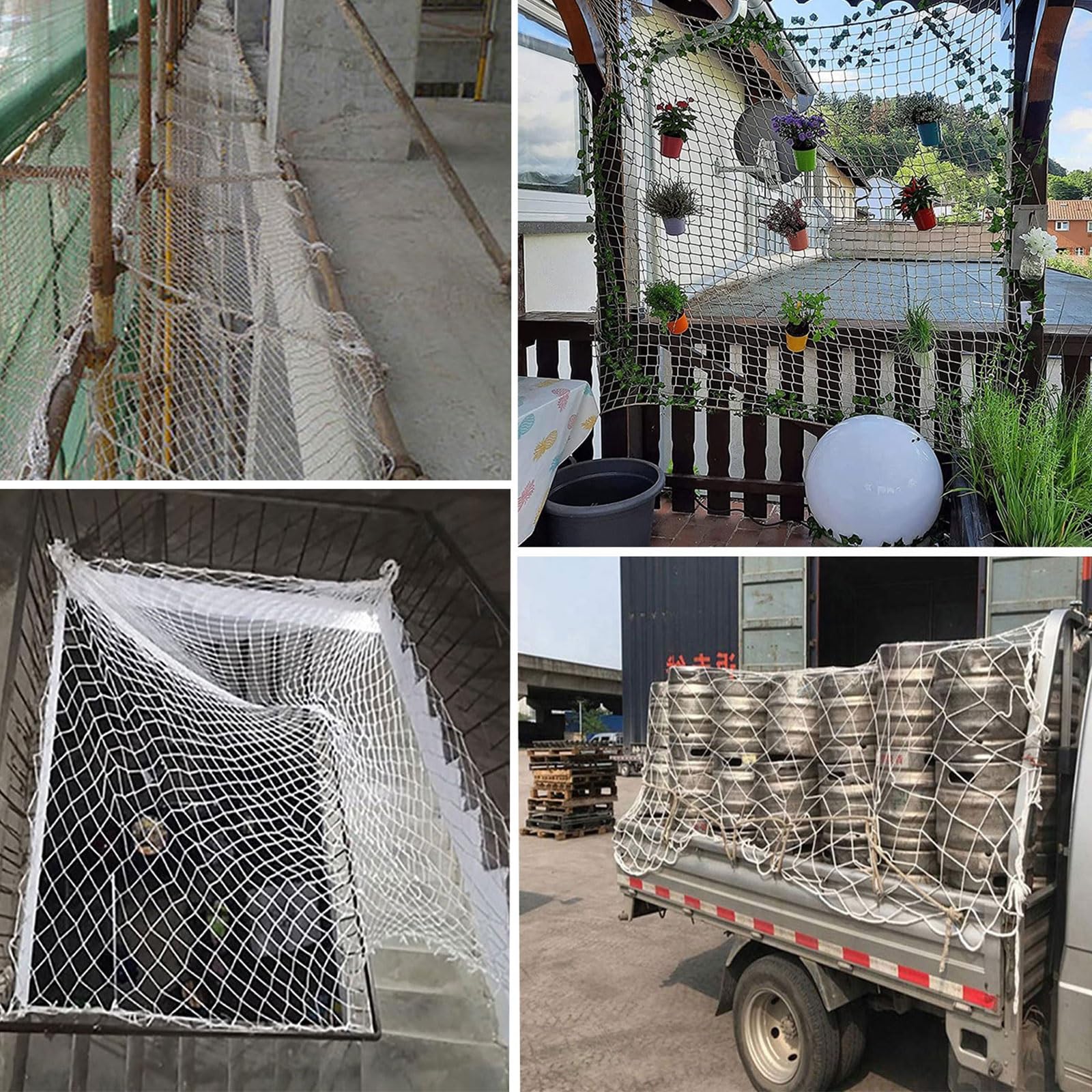 Rete di sicurezza per animali domestici, 40,6 x 7,6 m, in nylon bianco (corda da 6 mm e maglia da 5 cm), protezione anti-goccia, per cani e gatti, resistente, per esterni