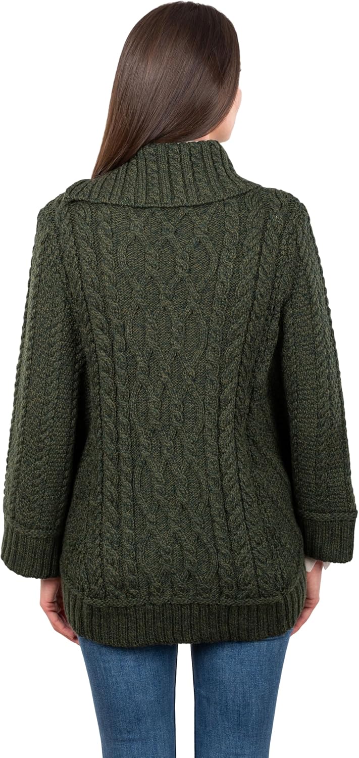SAOL Ireland Ladies 100% Merino Wool Cowl Neck Zipper Poncho - Image 2