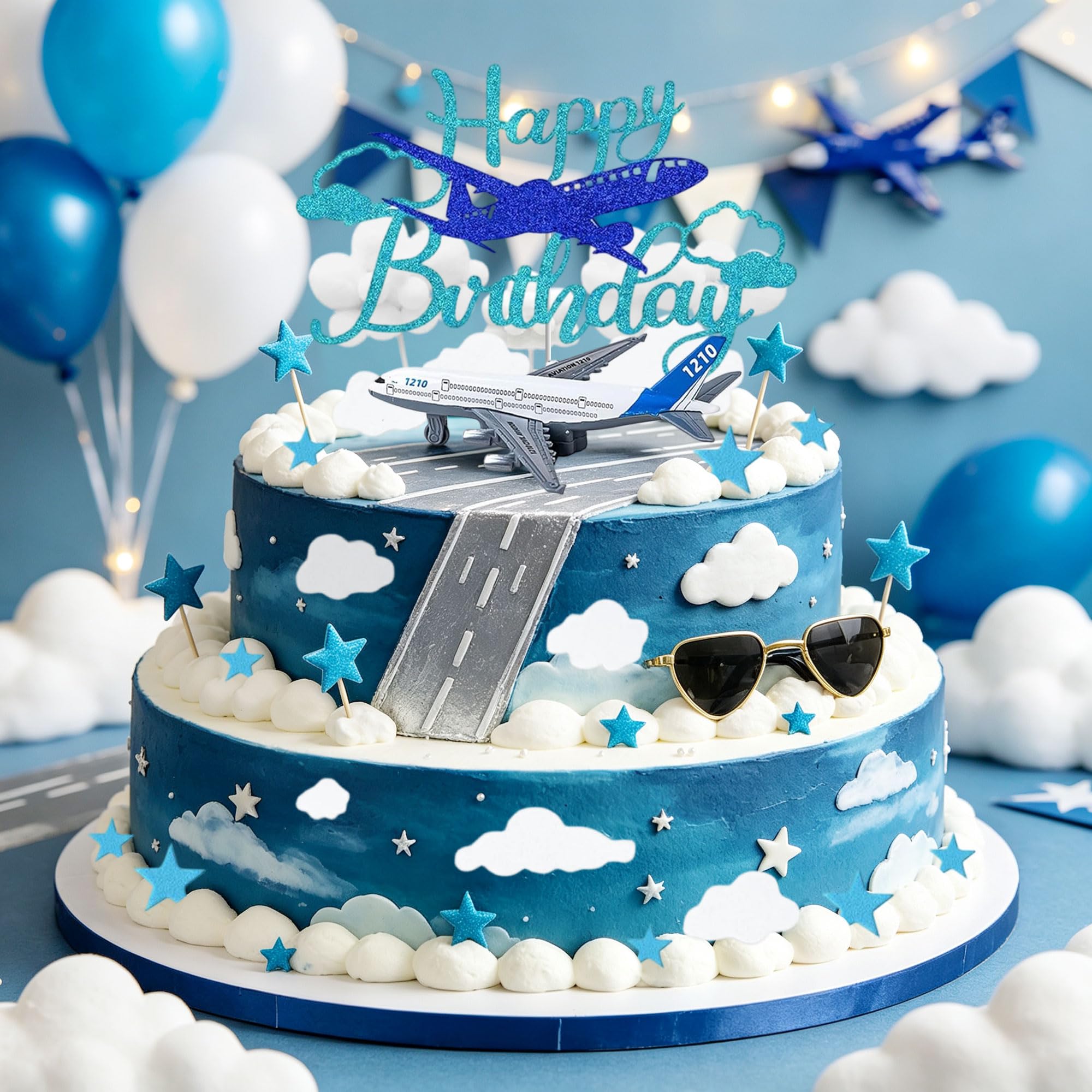 Airplane Cake Toppers, Blue White