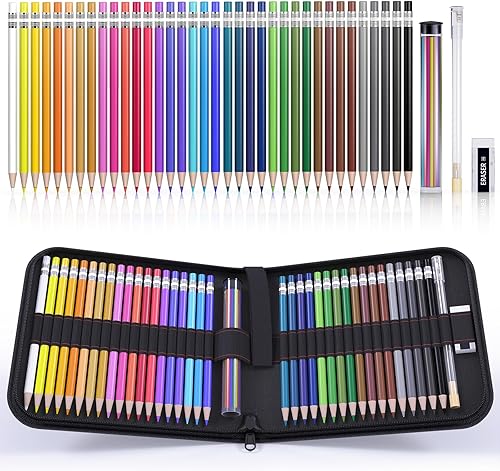 Four Candies Juego de 36 lápices de colores de 0.102 in con sacapuntas y bolsa, herramientas de dibujo, lápices de colores borrables, suministros