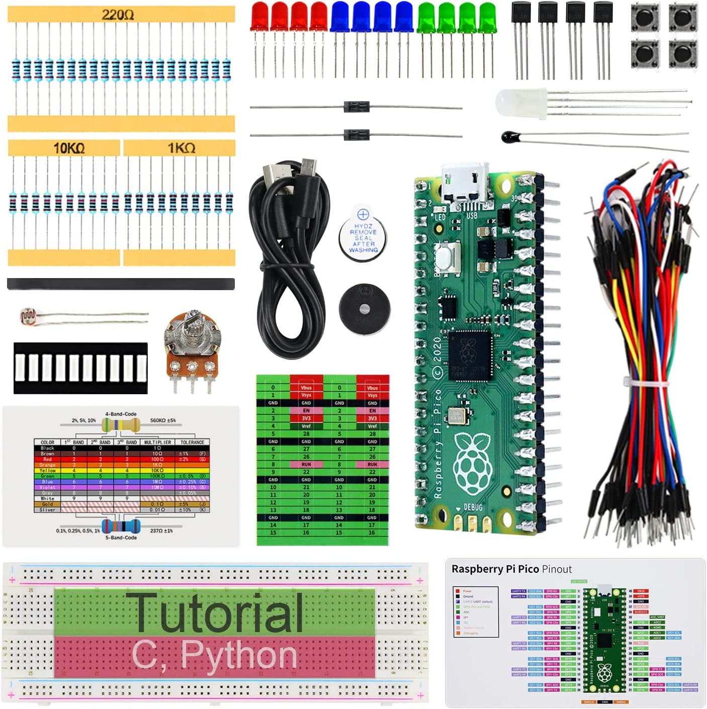 IDUINO Basic Starter Kit for rpi Pi Pico (Contained) (Compatible with Arduino IDE), 142 Items, 36 Projects, Python C Code (B0B5VC4F2J) Amazon Price History, Amazon Price Tracker