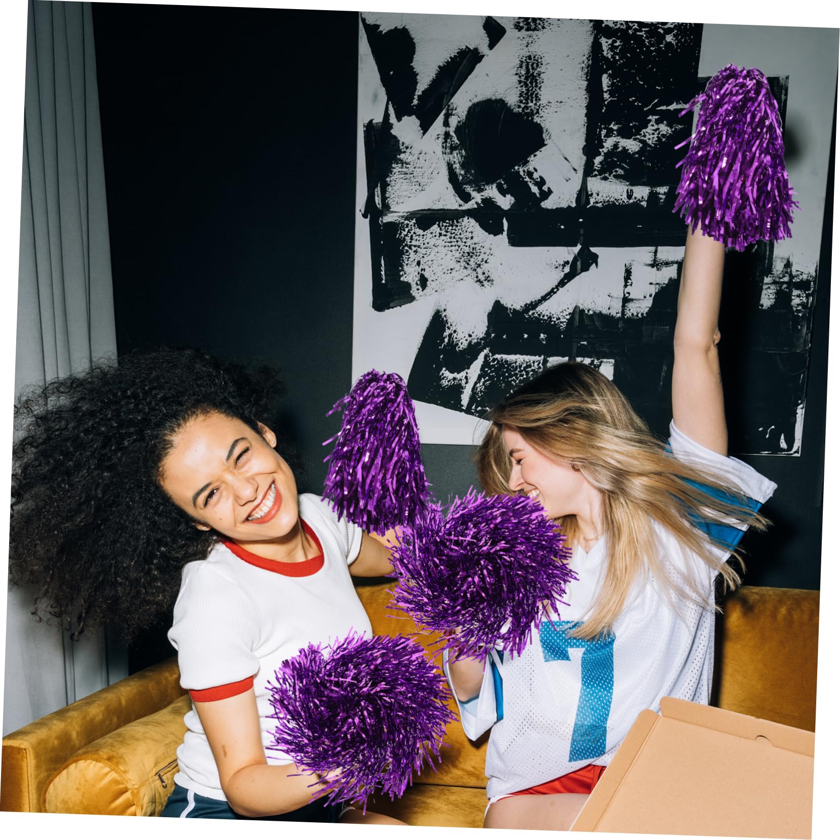 Pompons de Cheerleading en Pvc 16 Pièces pour Chorégraphie et Compétition