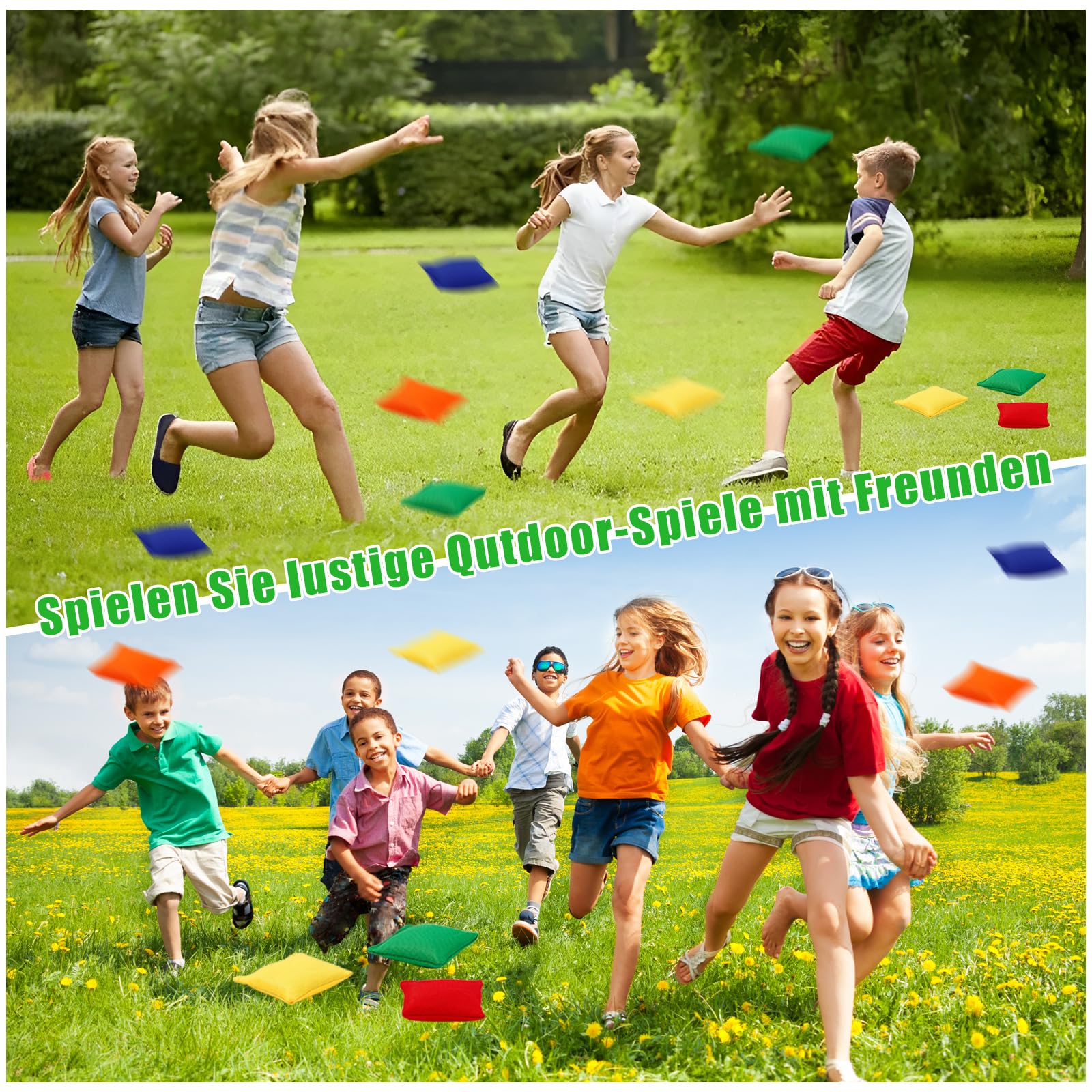 10 Stück Cornhole Säckchen, 6.5 x 6.5cm Cornhole Bean Bag, Nylon Wurfsäckchen, Klein Wurfsack, Bunte Bohnensäckchen, Bean Bag Wurfspiel für Kinder Outdoor Indoor Familie Partyspiele, 5 Farben