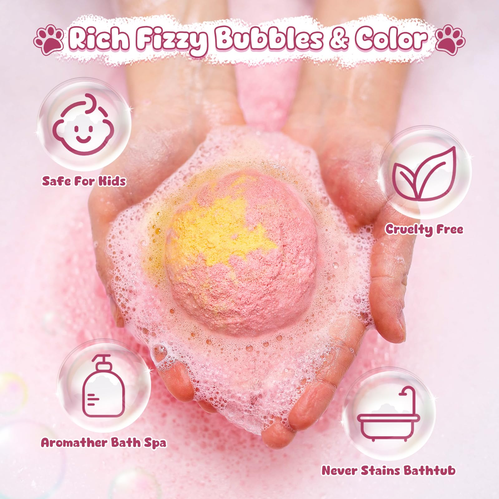 Bombe de Bain Enfant Surprise 12pcs Boule de Bain avec Jouets Chiens Chats Bombe de Douche Aromatherapie Jouets de Bain pour Enfant Fournitures de Loisirs Créatifs Cadeau Anniversaire Garçons Filles