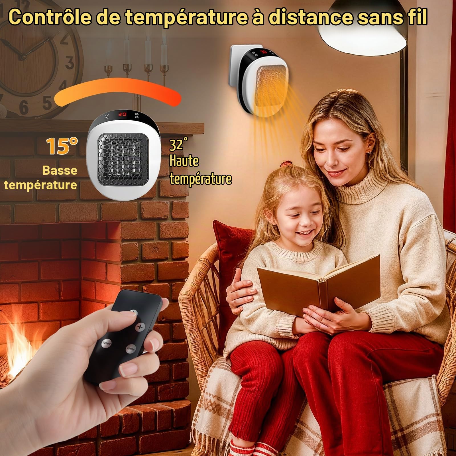 Mini Chauffe-air Électrique Socket, Fancysky 600W PTC Mini Heater, Chauffage Soufflant, Radiateur, Protection Contre Surchauffe, pour le Camping, la Chambre à Coucher, Appartement, Tentes, Voyages