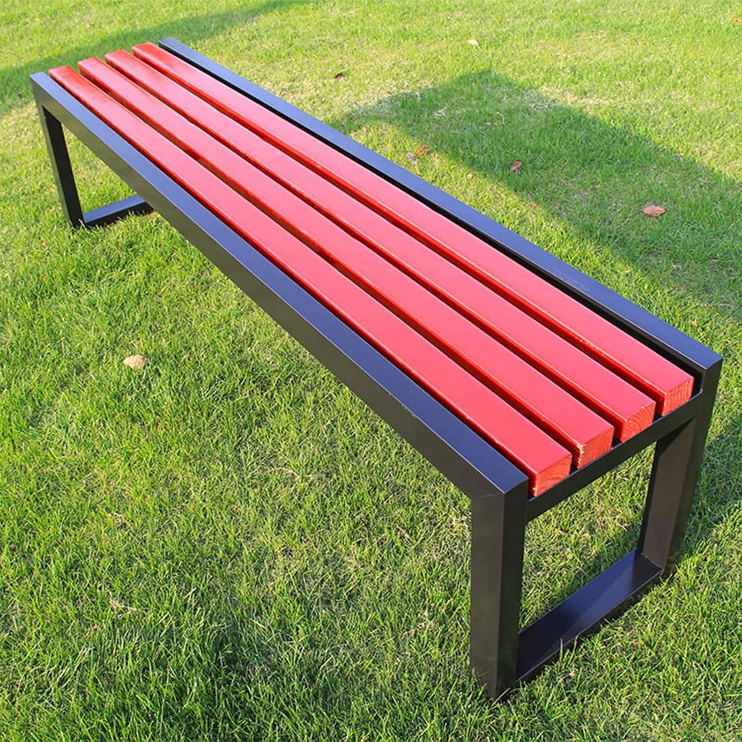Benches Garden Bench Outdoor Patio Seating Backless Park Chair Lawn Path Slatted Seats,Wooden Outdoor Bench Seat for 2 3 People Garden Park Bench for Patio Lawn and Park 100x40x45cm Size Dur