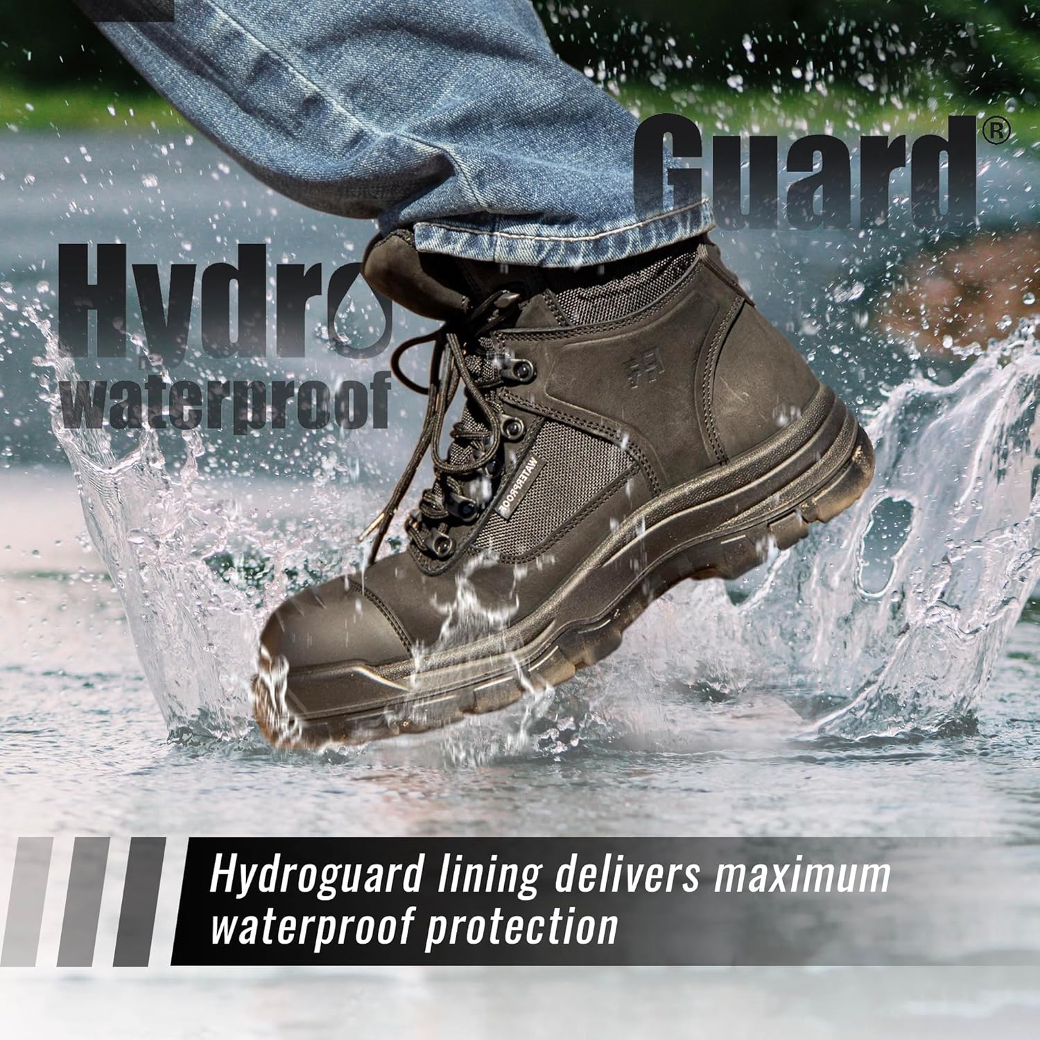 ROCKROOSTER Stowe - Men's Work Safety Boots Composite Toe ASTM F2413-18 M/I/C EH, Lightweight Slip Resistant Industrial Boots, Nubuck Leather with HYDROGUARD Waterproof Lining CP212 - Image 4