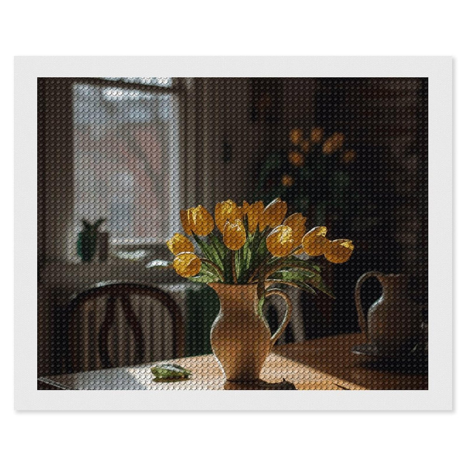 Kit peinture diamant fleurs sur table avec outils complets sans cadre - 8