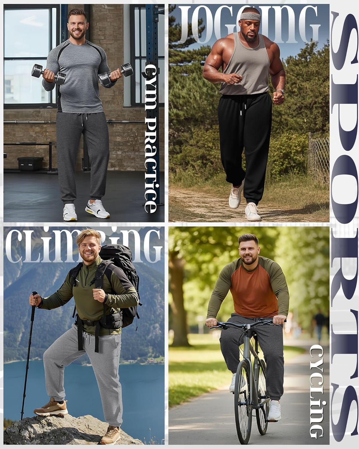 3 Pack Big and Tall Sweatpants for Men Athletic Workout Jogger Lounge Pants with Pockets and Drawstring - Image 3